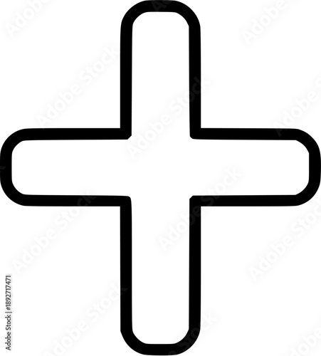 Monochrome Cross Symbol in Minimalist Art Style