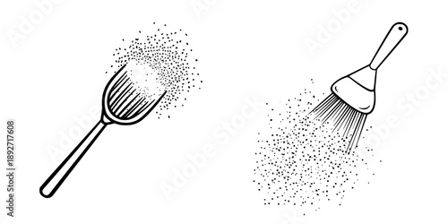 Elegant, Black and White Dusting Brush: A Minimalist Line Art