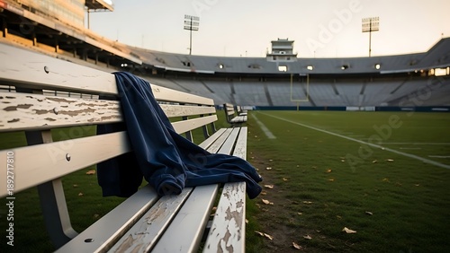 Empty stadium seat with sports jersey.
