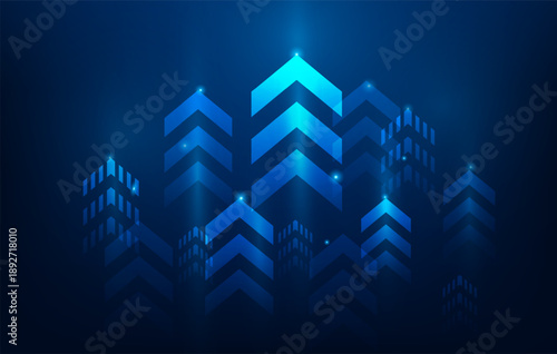 business arrow up trend chart growth. performance  return on investment. vector technology design. arrow pointing up. trend improving. top direction.