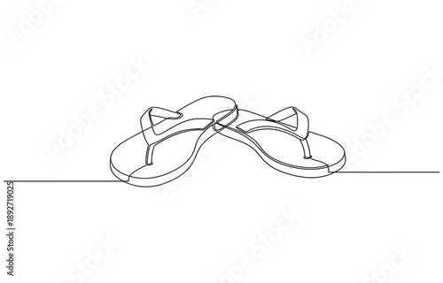 Flip flops continuous one line drawing.