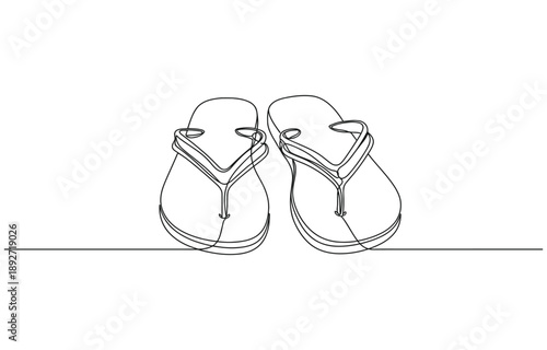 Flip flops continuous one line drawing.
