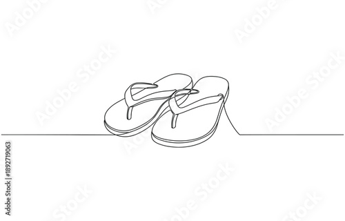 Flip flops continuous one line drawing.