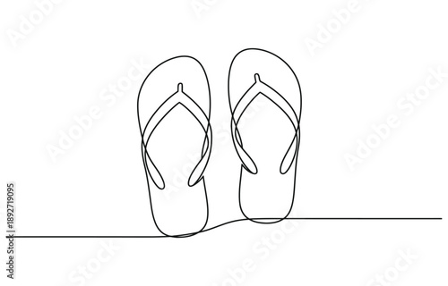 Flip flops continuous one line drawing.