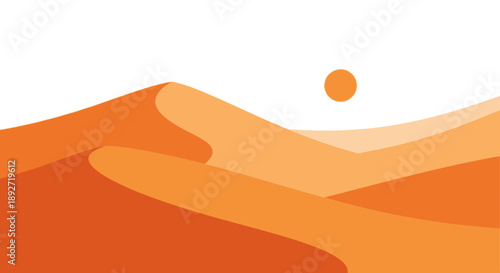Minimalist Desert Landscape with Sun