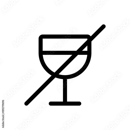 Alcohol Free Line Icon, Scalable Vector Outline Symbol for No Alcohol, Non Alcoholic Drink Label and UI UX Design