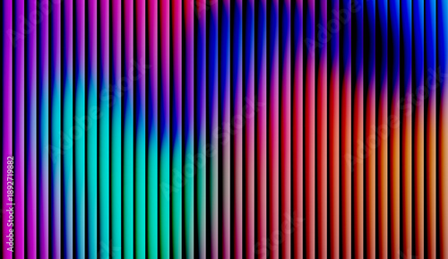 Abstract digital technology background with vibrant rainbow neon vertical stripes. Futuristic cyber data stream aesthetic with colorful light rays on dark creative backdrop.