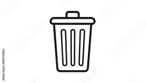 Minimalist Trash Can Illustration - Waste Management and Recycling Concept.