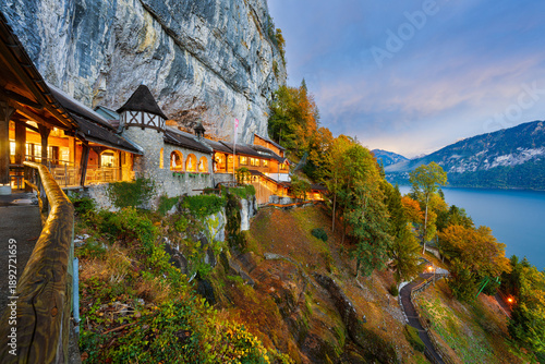 St. Beatus Caves Overlooking  Lake Thun, Switzerland