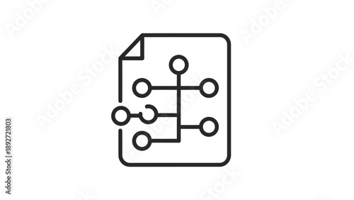 Algorithm data structure network diagram on document paper icon