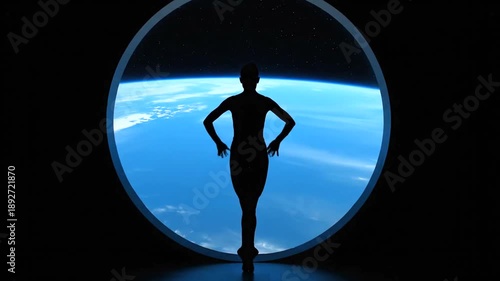 Graceful Silhouette Dancing in Space - A Poetic Ballet Performance.