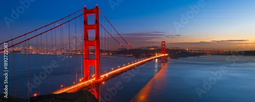 Panel kuchenny z motywem Golden Gate Bridge at Golden Hour. San Francisco, California, USA