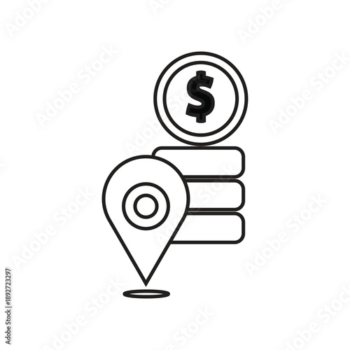 Location Based Revenue Outline Icon