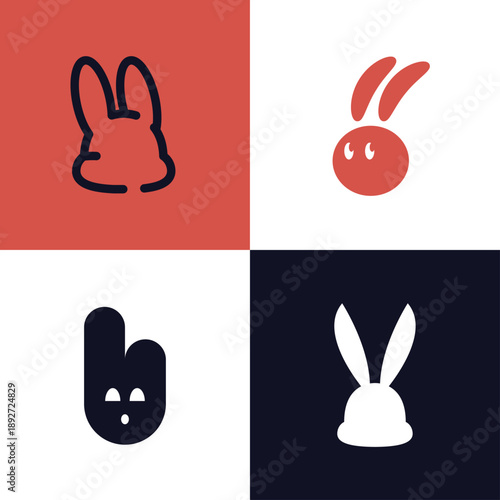 Modern Simple Rabbit Logo Bundle with Creative Colorful Style for Mascot, Brand Identity, and Business Branding