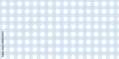 Classic Light Blue and White Gingham Pattern Background, Two-Tone Pastel Plaid Design for Fabric, Textile, Wallpaper and Picnic Decor.