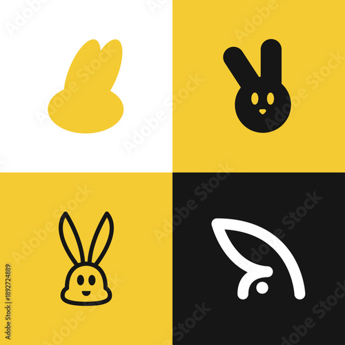 Modern Simple Rabbit Logo Bundle with Creative Colorful Style for Mascot, Brand Identity, and Business Branding