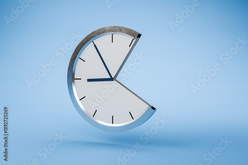 Working part-time concept - A clock with a segment sawed away.