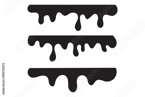 Dripping Paint and Liquid Flow – Ink, Chocolate, Oil, and Molten Drops. Paint flows. Current paint, stains. Current drops. Stylized graphics with dripping black paint in black on transparent backgroun