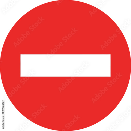 Red Circular No Entry Sign, Isolated on white background