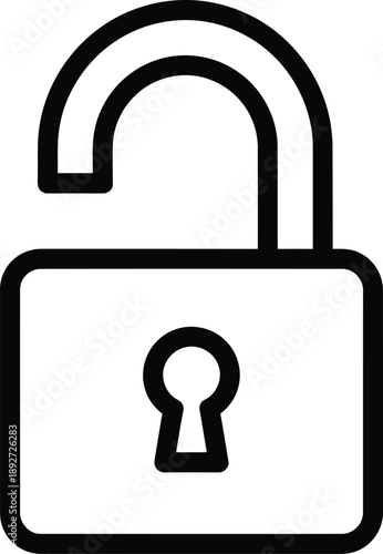 Unlocked padlock icon, isolated on white background