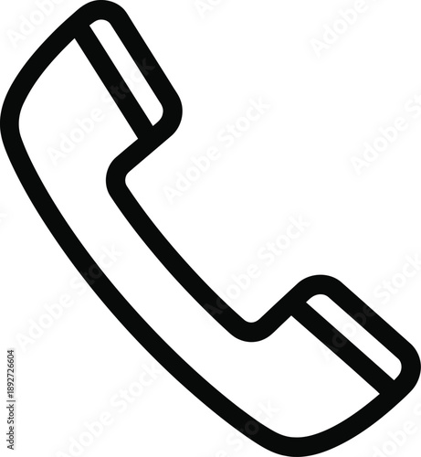 Telephone handset outline icon isolated on white background
