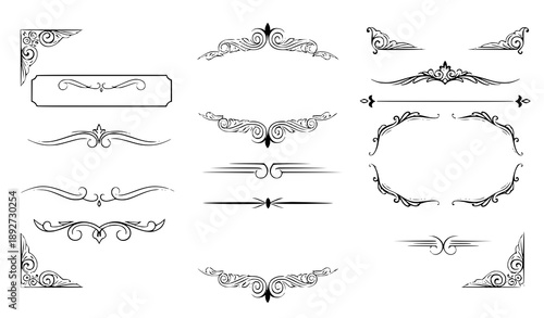 Minimal vintage calligraphic dividers and decorative border ornaments vector