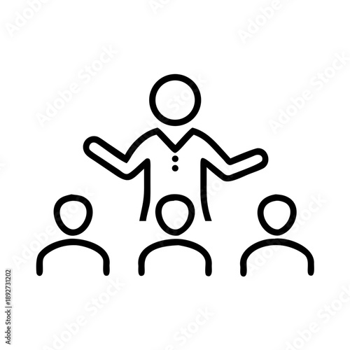 vector icon of a person surrounded by other people