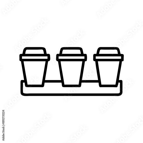 vector icon of coffee cups standing in a row