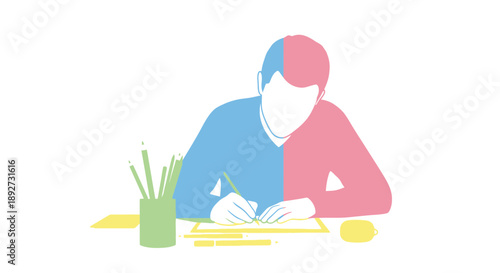 Person drawing with pencils, graphic design, creative process