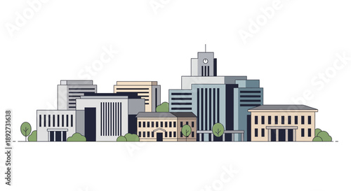 Modern Cityscape Flat Design Illustration