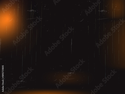 Grungy dark background with subtle orange glowing light sources and old film effects, perfect for adding a retro cinematic touch to creative projects