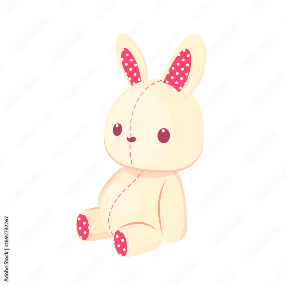 Obraz premium かわいいうさぎのぬいぐるみのベクターイラスト