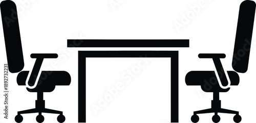 Meeting table office furniture table and two chairs. 