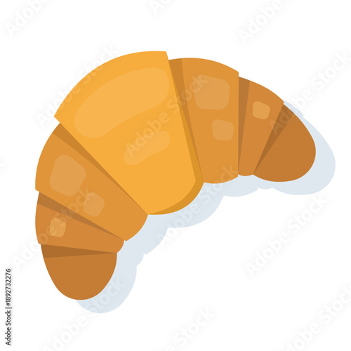 Vector illustration of a freshly baked croissant in golden color. Food concept for pastry shops, bakery visuals, breakfast menus, and culinary marketing.