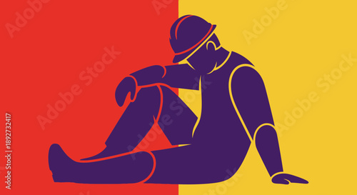 Silhouette of a worker taking a break Vector