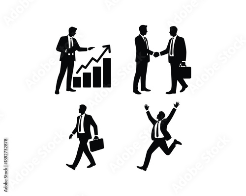 Businessman silhouettes, Businessman with briefcase, Corporate leader, executive CEO, professional presentation, businessman engaged phone, businessman with laptop, professional analyzing, investment 