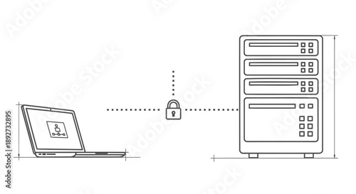 Secure data transfer between laptop and server with encryption lock