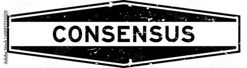 Grunge black consensus word hexagon rubber seal stamp on white background