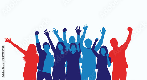 Group of people celebrating together in unity Vector