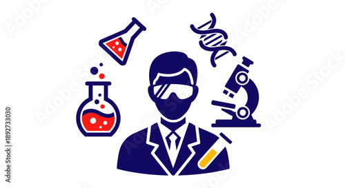 Scientist conducting genetic and chemical experiments Vector