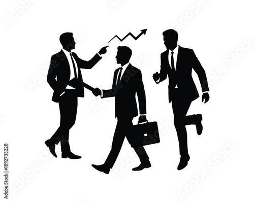 Businessman silhouettes, Businessman with briefcase, Corporate leader, executive CEO, professional presentation, businessman engaged phone, businessman with laptop, professional analyzing, investment 