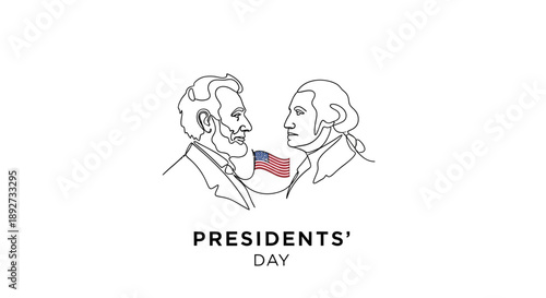 Presidents' Day illustration with George Washington and Abraham Lincoln