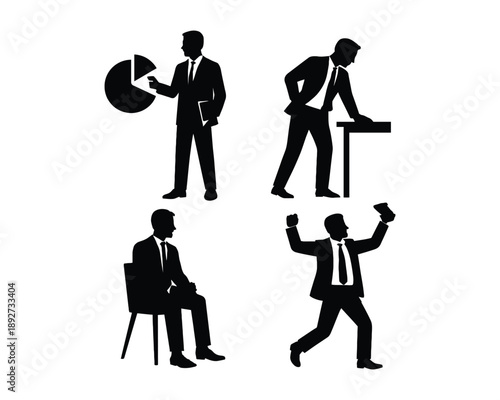 Businessman silhouettes, Businessman with briefcase, Corporate leader, executive CEO, professional presentation, businessman engaged phone, businessman with laptop, professional analyzing, investment 