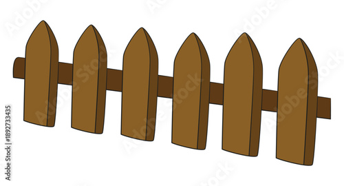 Simple picket fence funny cartoon isolated on white background