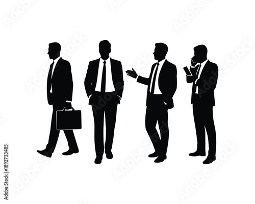 Businessman silhouettes, Businessman with briefcase, Corporate leader, executive CEO, professional presentation, businessman engaged phone, businessman with laptop, professional analyzing, investment 