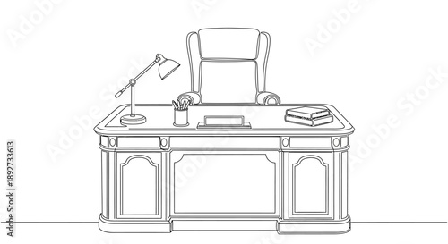 office desk with chair and lamp