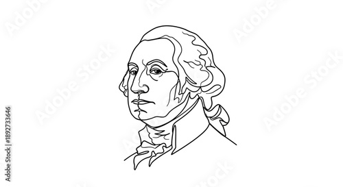 black and white line drawing of american founding father
