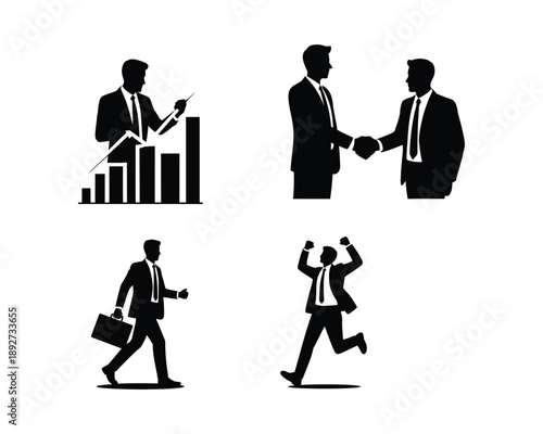 Businessman silhouettes, Businessman with briefcase, Corporate leader, executive CEO, professional presentation, businessman engaged phone, businessman with laptop, professional analyzing, investment 