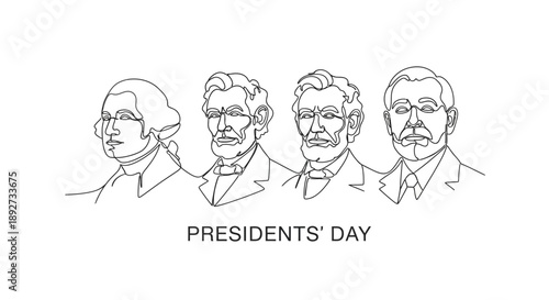 presidents day illustration with american presidents