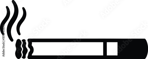 Lit cigarette with smoke rising. 